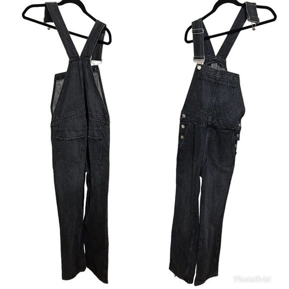 Revolve NEW Frame Denim Classic Overalls in Color Blackwater (Missing Button) - Picture 5 of 14